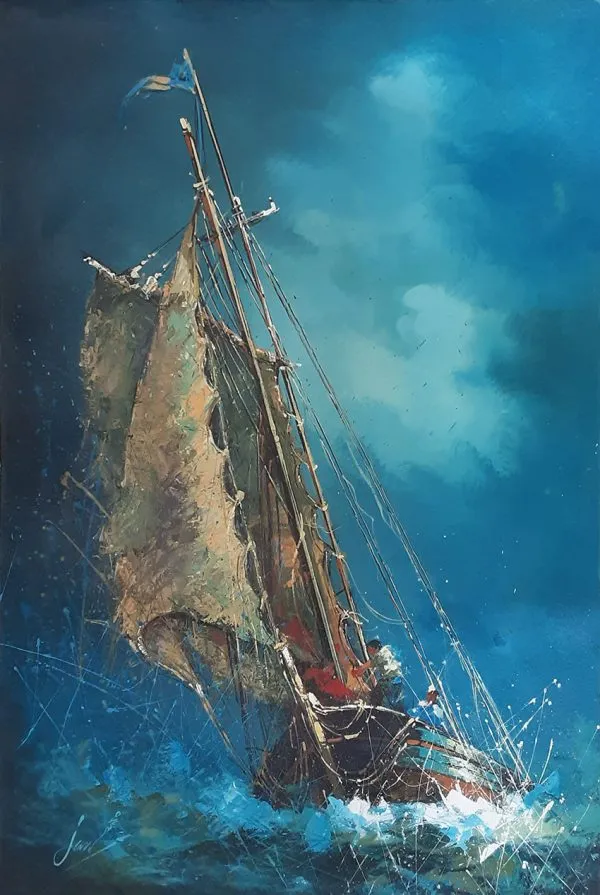 Oil Paint Ship Painting 2850