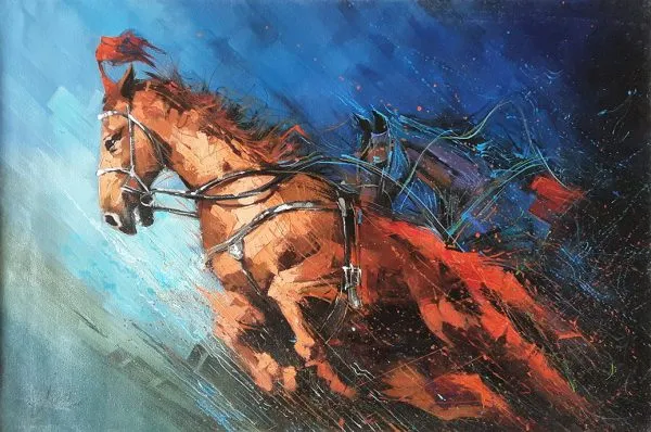 Oil Paint Horses Painting 4075