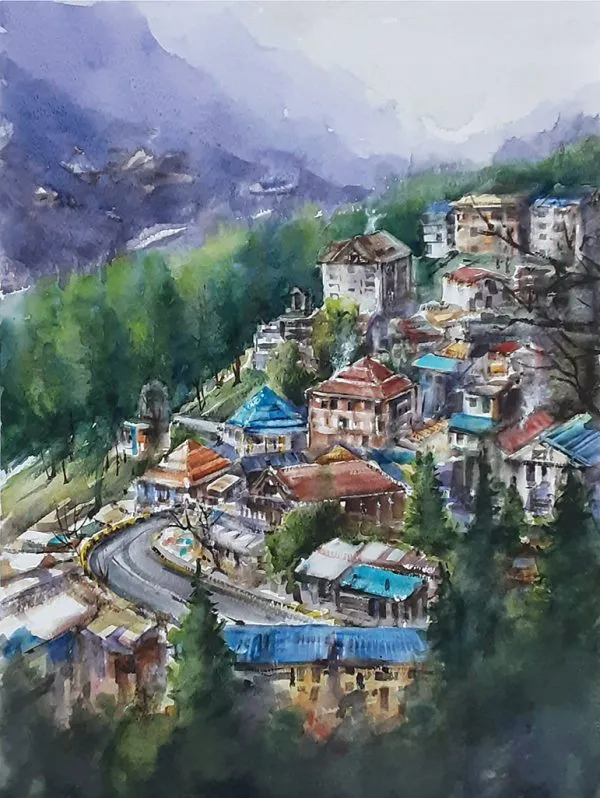 Water Color Cityscape Painting 5001