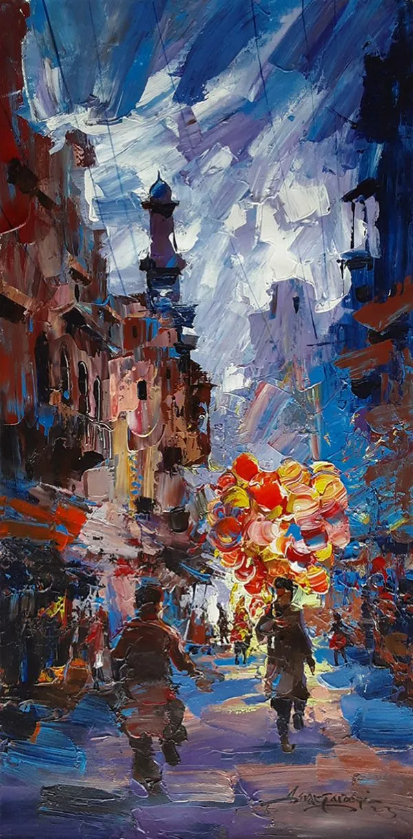 Oil Paint Cityscape Painting 5286