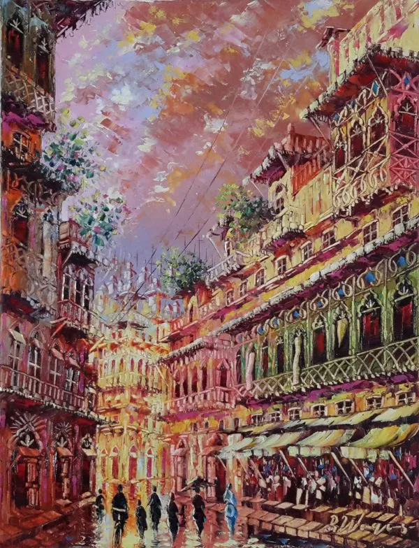 Oil Paint Cityscape Painting 1912