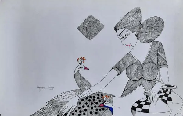 Pen & Ink on Paper Painting 2622