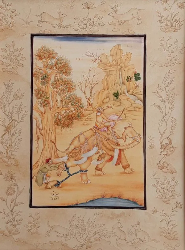 Gouache on Wasli Miniature Painting 3093
