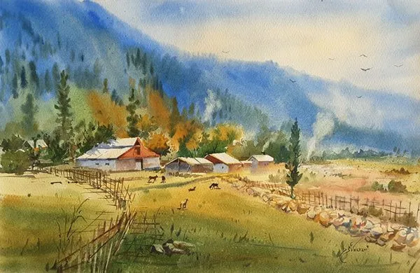 Water Color Landscape Painting 3865