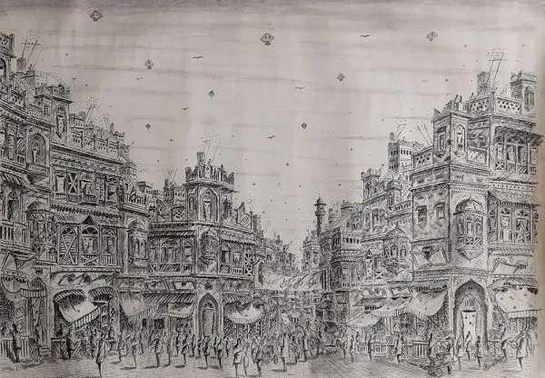 Pen & Ink Cityscape Painting 4547