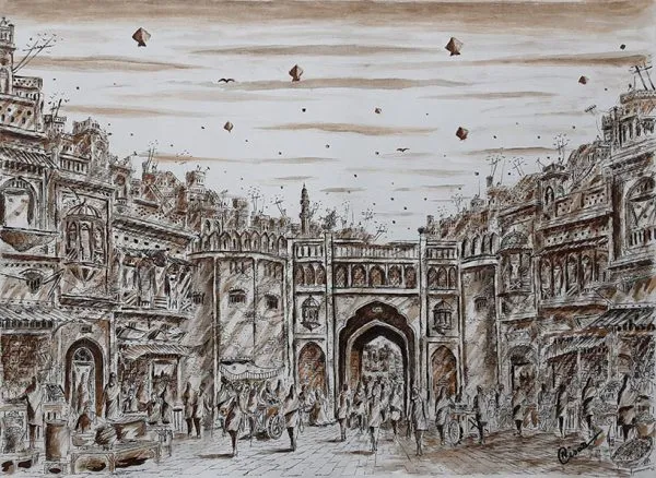 Pen & Ink Cityscape Painting 4617