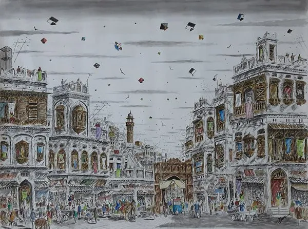 Pen & Ink Cityscape Painting 4831