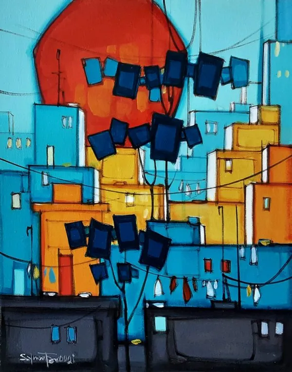 Acrylic Paint Cityscape Painting 5341