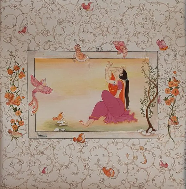 Gouache on Wasli Miniature Painting 5527