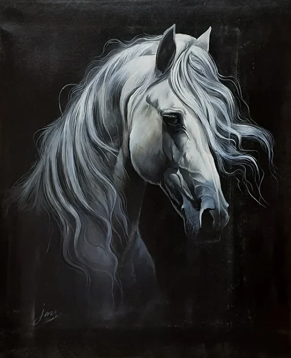 Jan Muhammad, Horses, Oil on Canvas