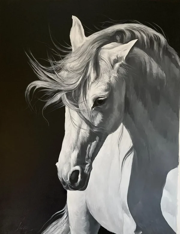 Jan Muhammad, Horses, Oil on Canvas