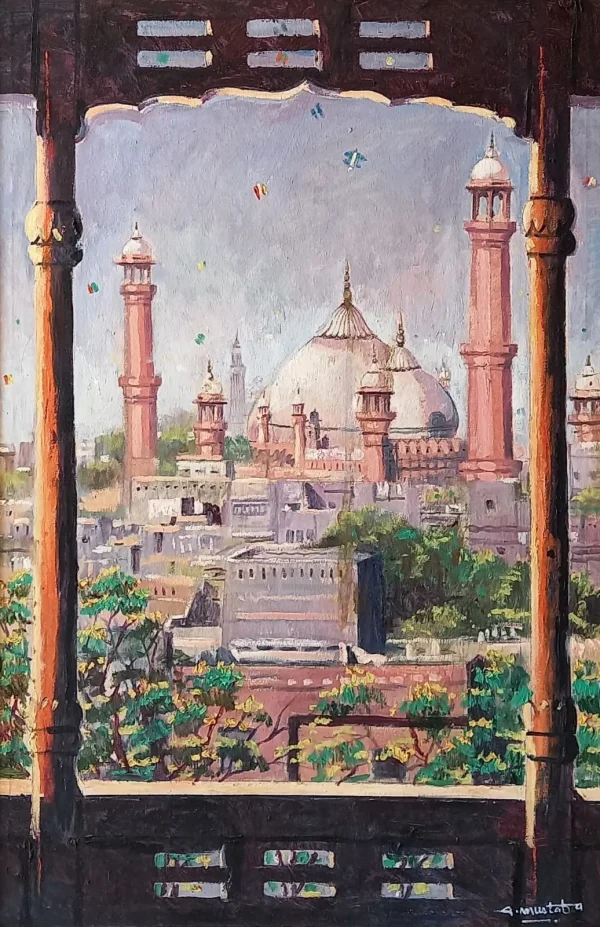 Ghulam Mustafa, Oil on Canvas, Cityscapes, Old Lahore