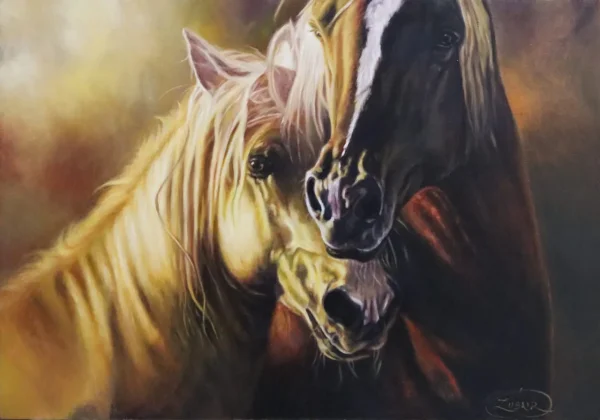 Muhammad Zubair, Horse Painting, Oil on Canvas