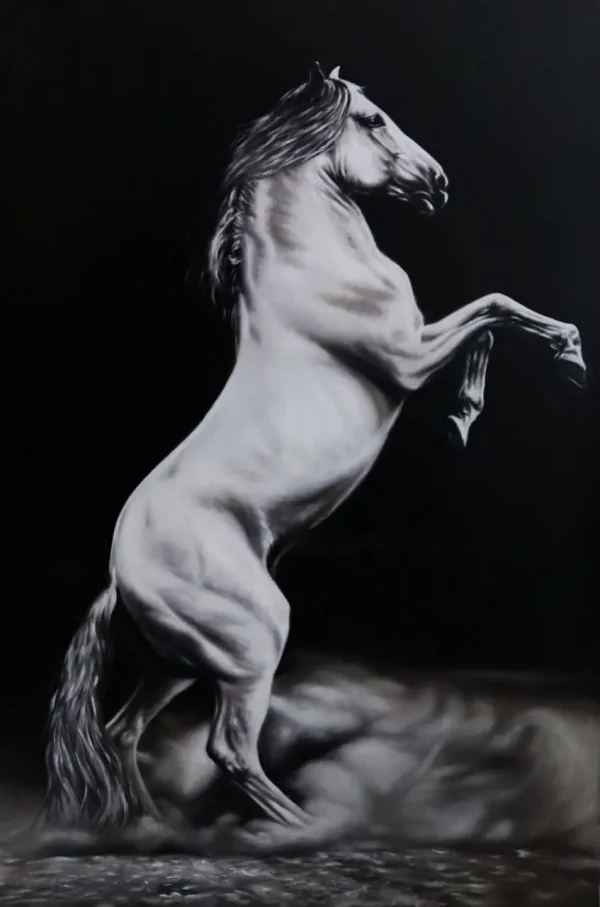 Muhammad Zubair, Horse Painting, Oil on Canvas