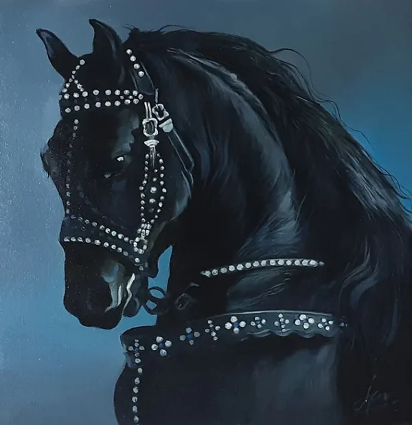Jan Mohammad, Horses, Oil on Canvas
