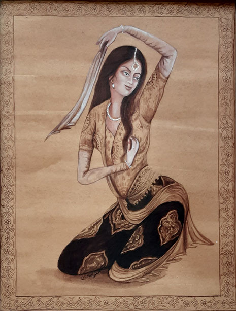 Neem Rang Gouache on Wasli Miniature Painting 4100